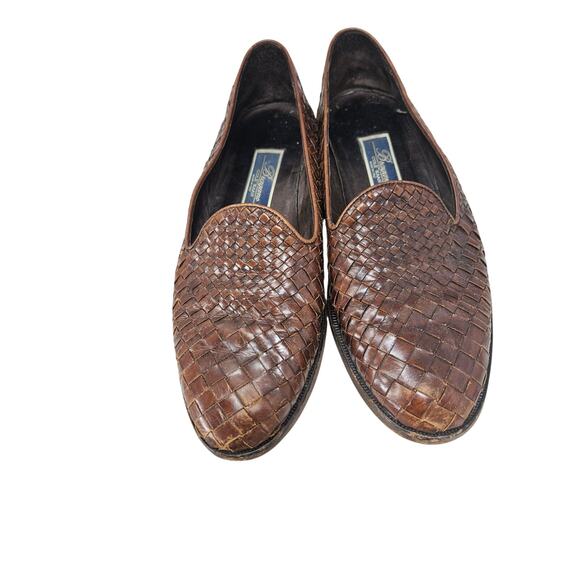 Vintage Cole Haan Bragano 9.5 Brown Woven Leather Loafer Slip On Career Classic main image 4